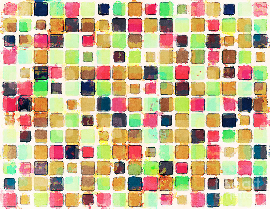 Colorful Textured Squares Digital Art by Phil Perkins