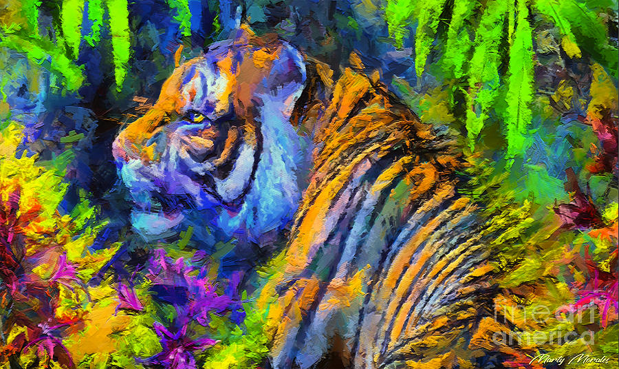 Colorful Tigers V1 Mixed Media by Martys Royal Art