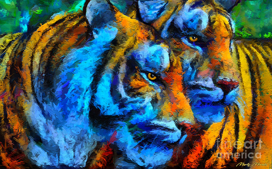 Lion Mixed Media - Colorful Tigers V2 by Martys Royal Art