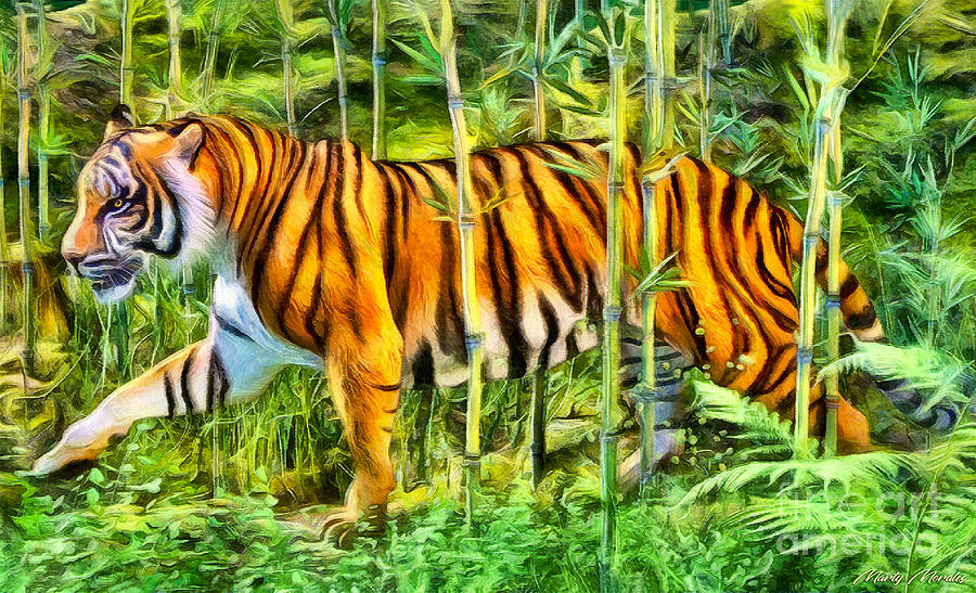 Colorful Tigers V3 Mixed Media by Martys Royal Art