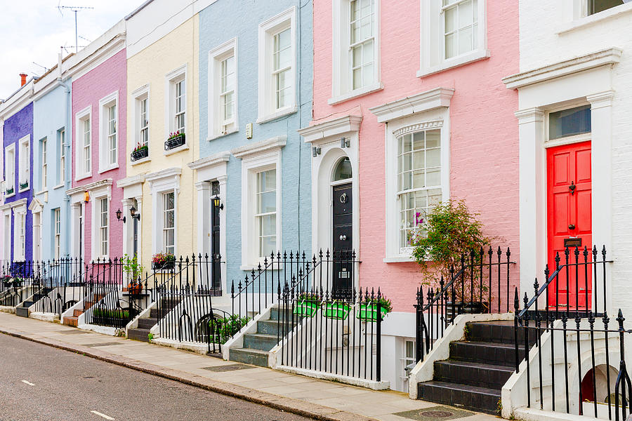 Colorful townhouses in London, UK Photograph by Alexander Spatari