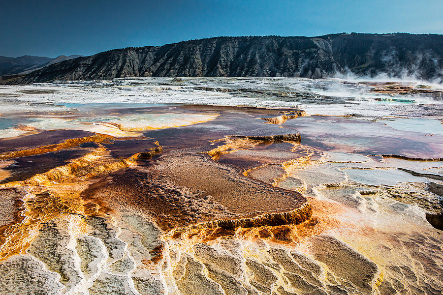 Colorful Travertine Hot Spring At Yellowstone National Park, Usa 