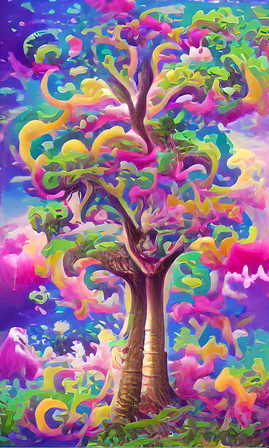 Colorful Tree Digital Art by La Moon Art