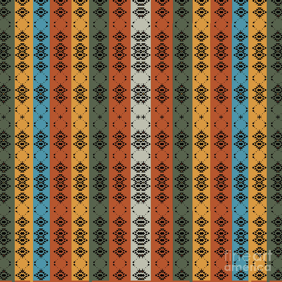 Colorful Tribal Stripes Digital Art