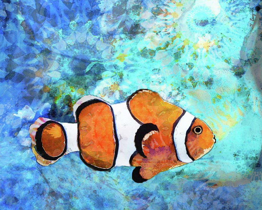 Colorful Tropical Fish Art - Sea Clown Painting by Sharon Cummings