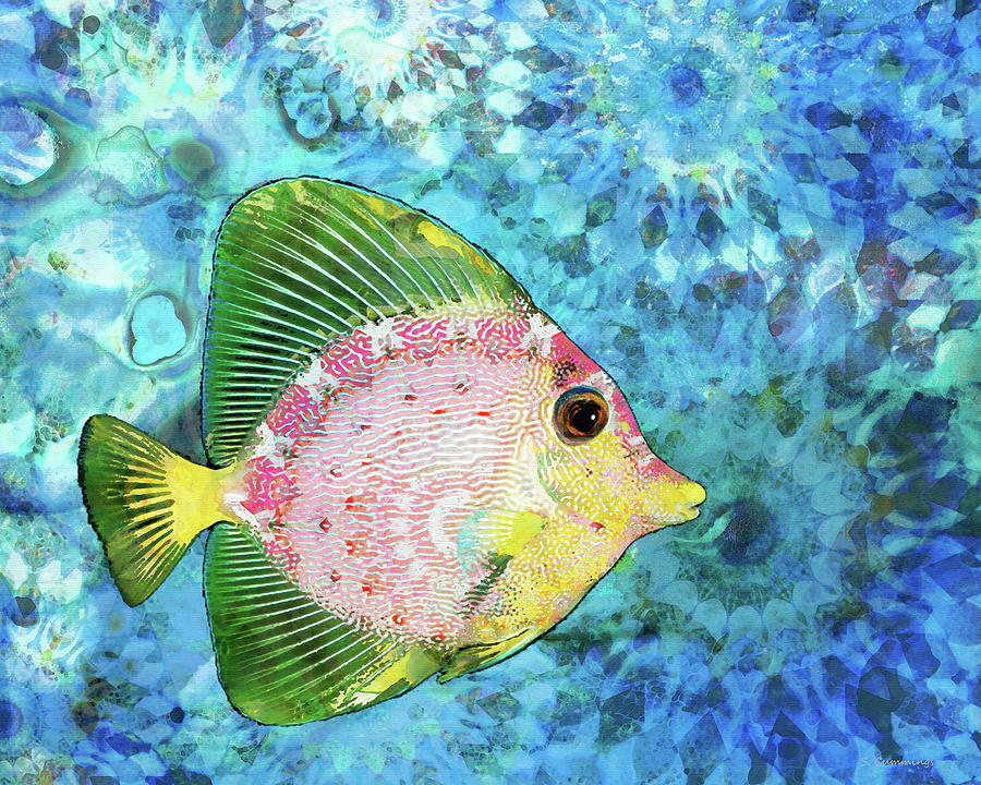 Colorful Tropical Fish Art - Tangy Painting by Sharon Cummings