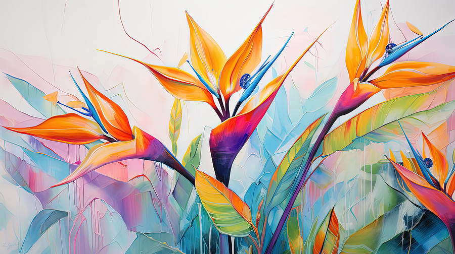Colorful Tropical Foliage Modern Art Painting by Lourry Legarde