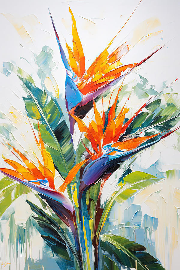 Colorful Tropical Leaves Painting Painting by Lourry Legarde