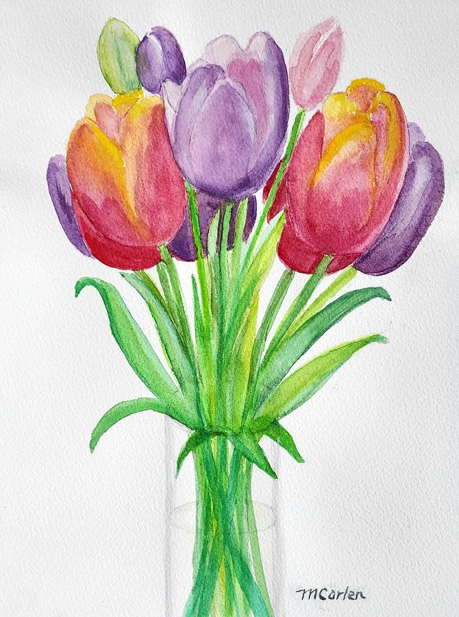 Colorful Tulips Painting by M Carlen