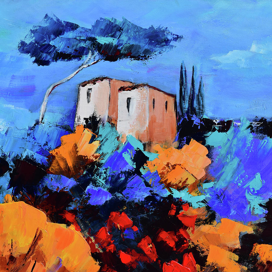 Colorful Tuscany - Square Painting by Elise Palmigiani