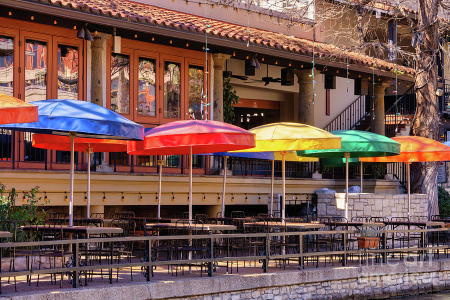 Colorful Umbrellas Along Riverwalk Photograph By Bee Creek Photography