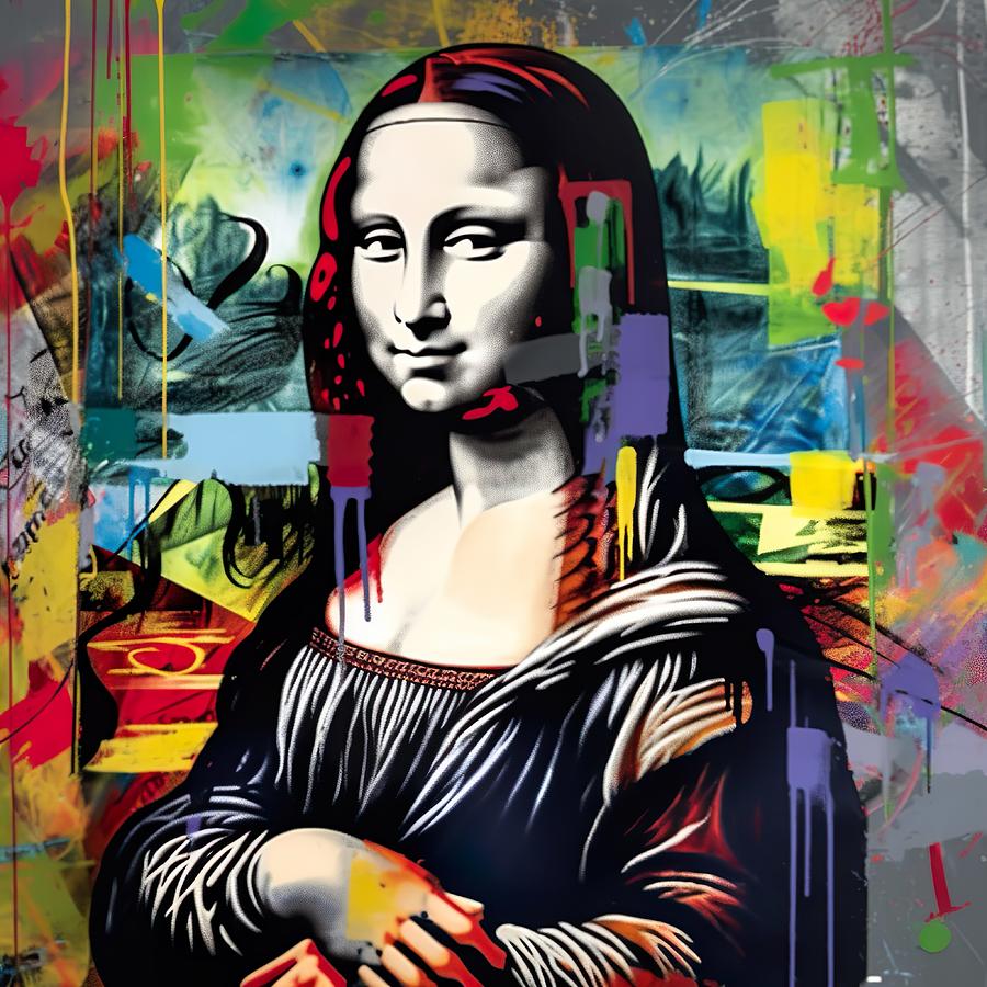 Colorful Urban Art Style Mona Lisa Painting A Modern Twist on a Classic ...