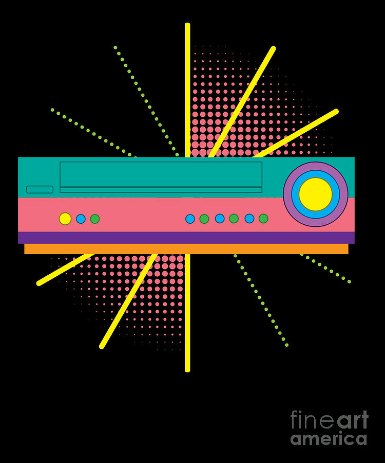 Cassettes Digital Art - Colorful VHS Player Machine Recorder Classic Cassette Tapes Lover Gift by Thomas Larch