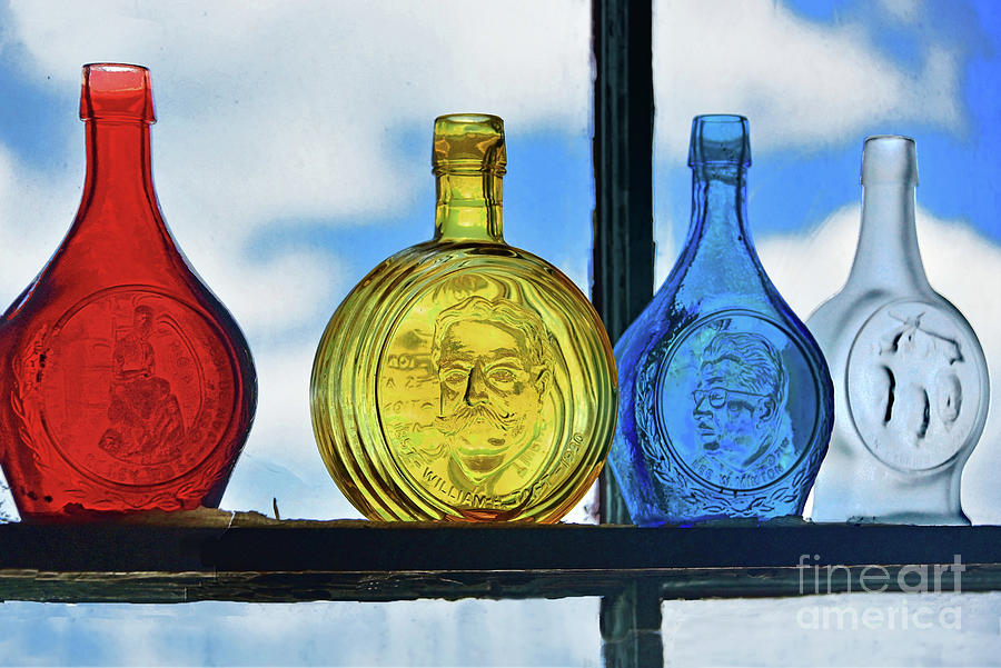 Colorful Vintage Figural Glass Bottles Photograph