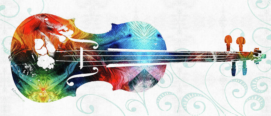 Colorful Violin Art by Sharon Cummings Painting by Sharon Cummings