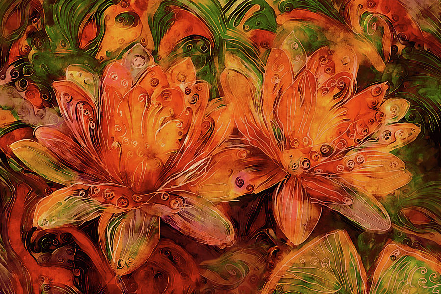 Colorful Water Lilies Digital Art by Peggy Collins
