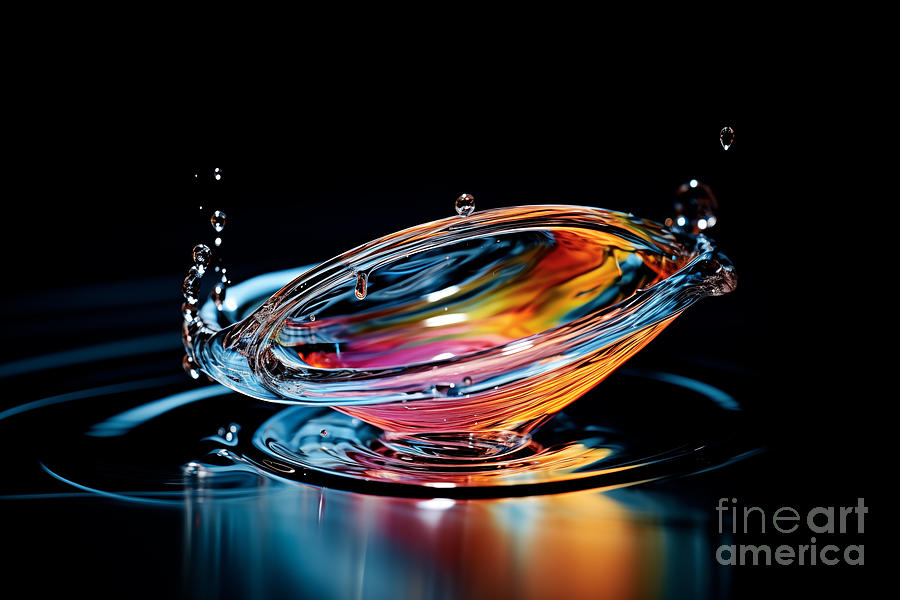 Colorful water splash on black Photograph by Delphimages Photo Creations