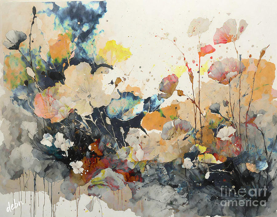 Colorful Watercolor Flowes Digital Art by Deb Nakano