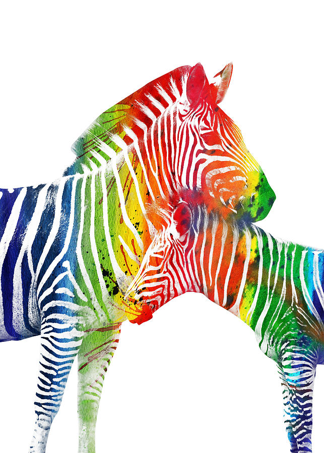 Colorful watercolor zebras Digital Art by Mihaela Pater | Fine Art America