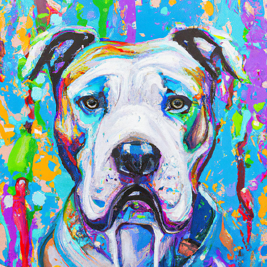 Colorful White Pitbull Painting by Hillary Kladke - Fine Art America