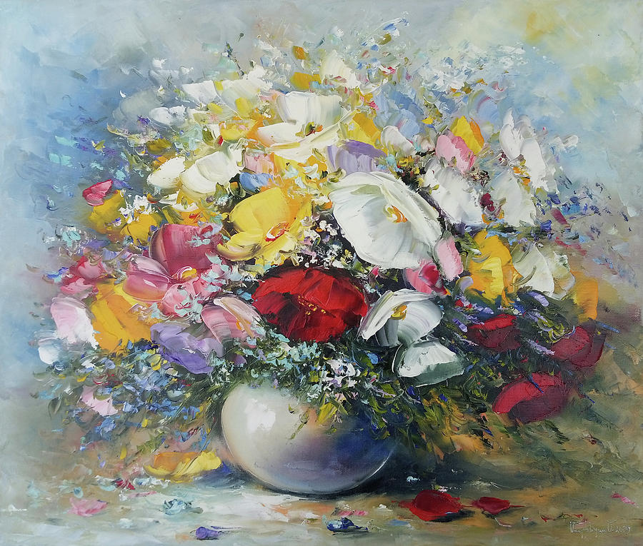 Colorful wild flowers Painting by Mareta Martirosyan