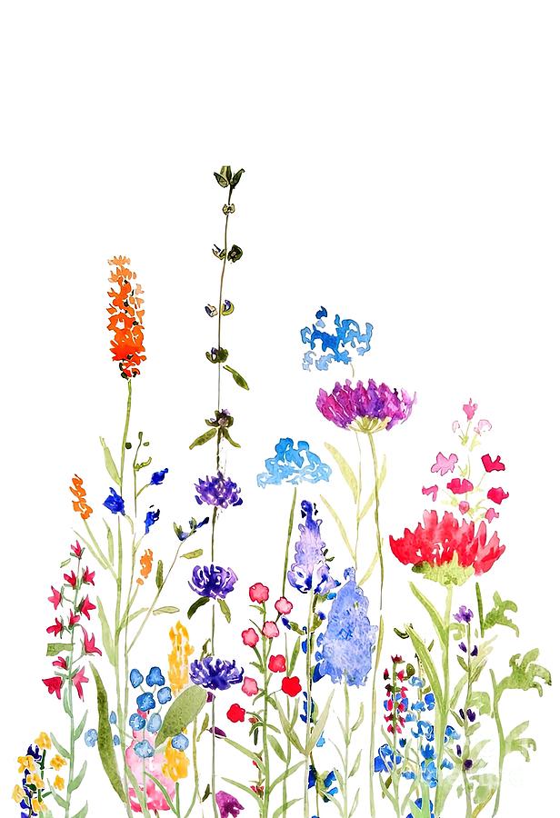 Colorful Wild Flowers Watercolor Painting Painting By Gary Finley 