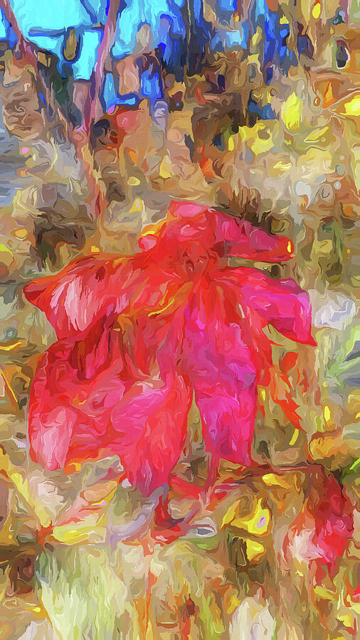Colorful Wilted Rose Abstract  Mixed Media by Shelli Fitzpatrick