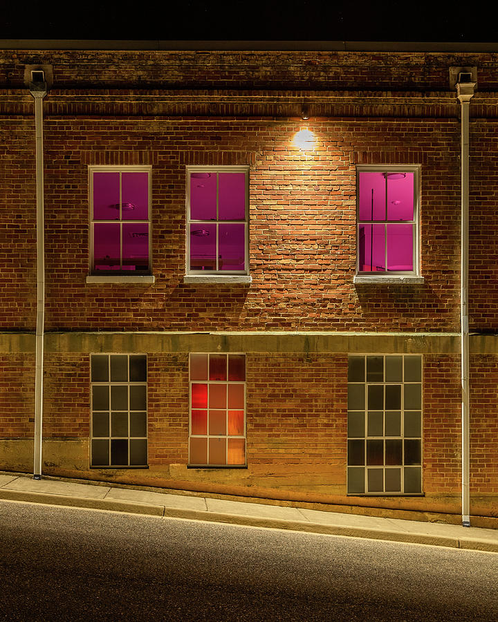 Architecture Photograph - Colorful Windows at Night by Robert Blakley