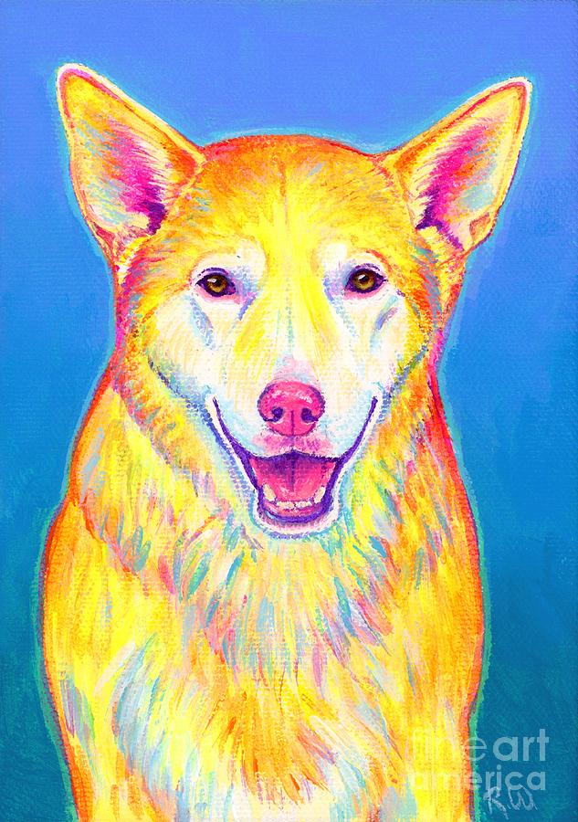 Colorful Yellow Dog Painting by Rebecca Wang