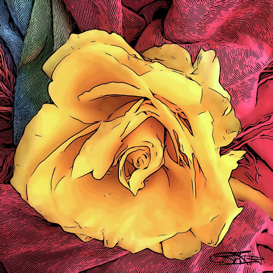 Colorful Yellow Rose Digital Art by Barbara Tristan