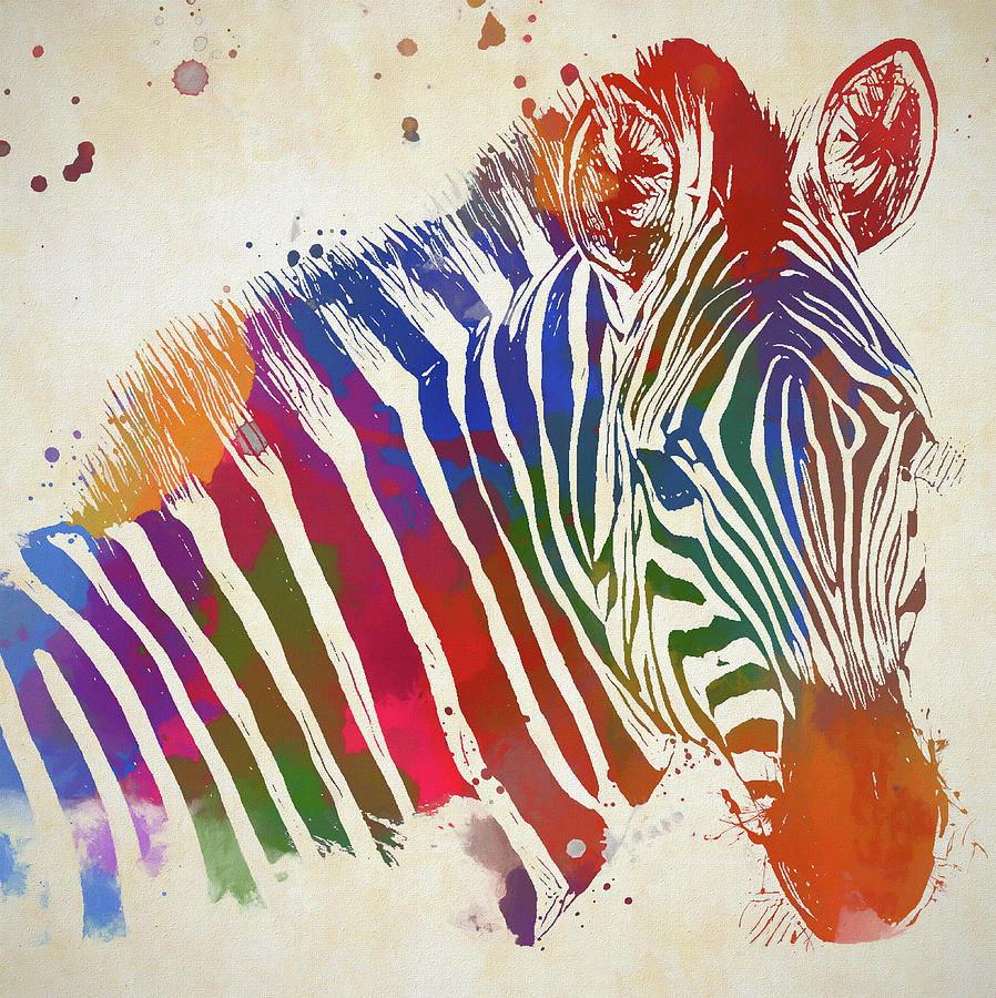 Colorful Zebra Art Painting by Dan Sproul
