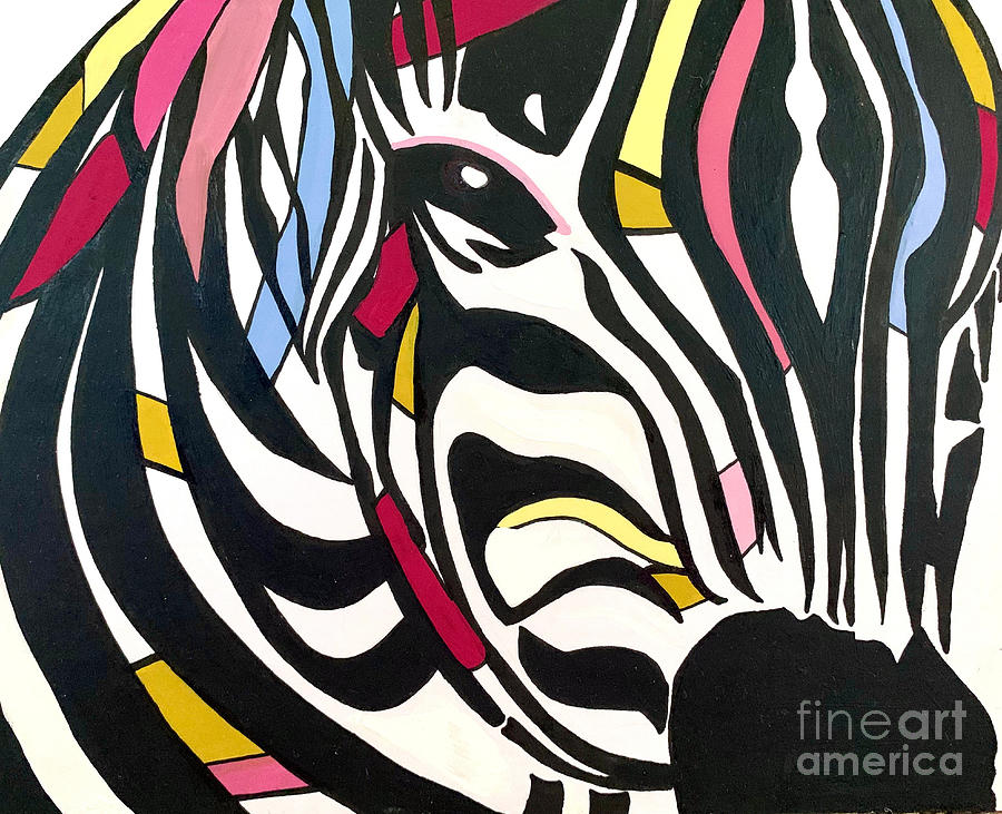 Colorful Zebra Painting Painting by Christie Olstad