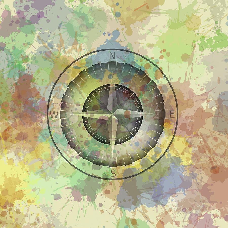 Colorist Stain With Compass Shadows Digital Art