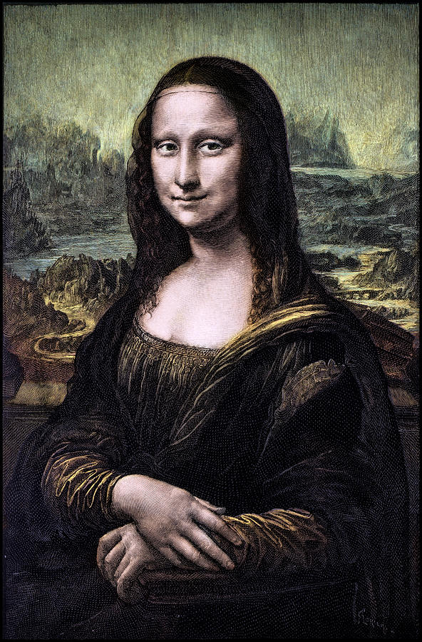 Colorized engraving of Leonardos Mona Lisa (La Gioconda) Drawing by Ilbusca