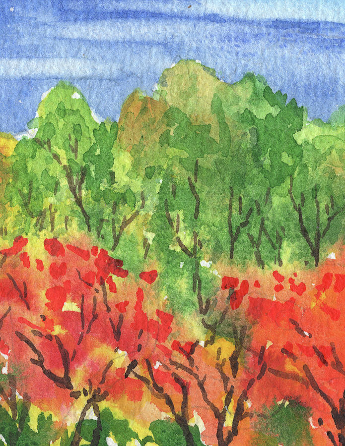 Colors Of Fall Autumn Watercolor Composition Warm Tones II Painting by Irina Sztukowski