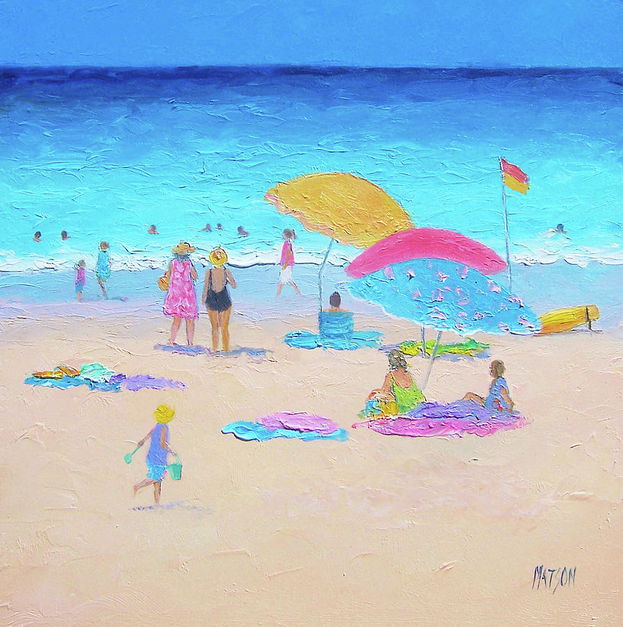Colors of Summer, beach scene Painting by Jan Matson
