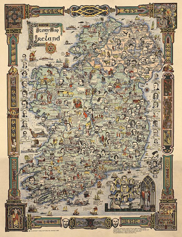 Colortext Publications Inc. - Story Map Of Ireland 1936 By Padre Martini Painting