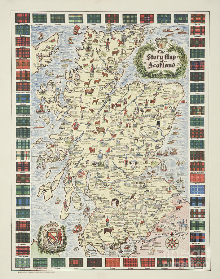 Colortext Publications - The Story Map of Scotland - 1935-6 Digital Art by Vintage Map