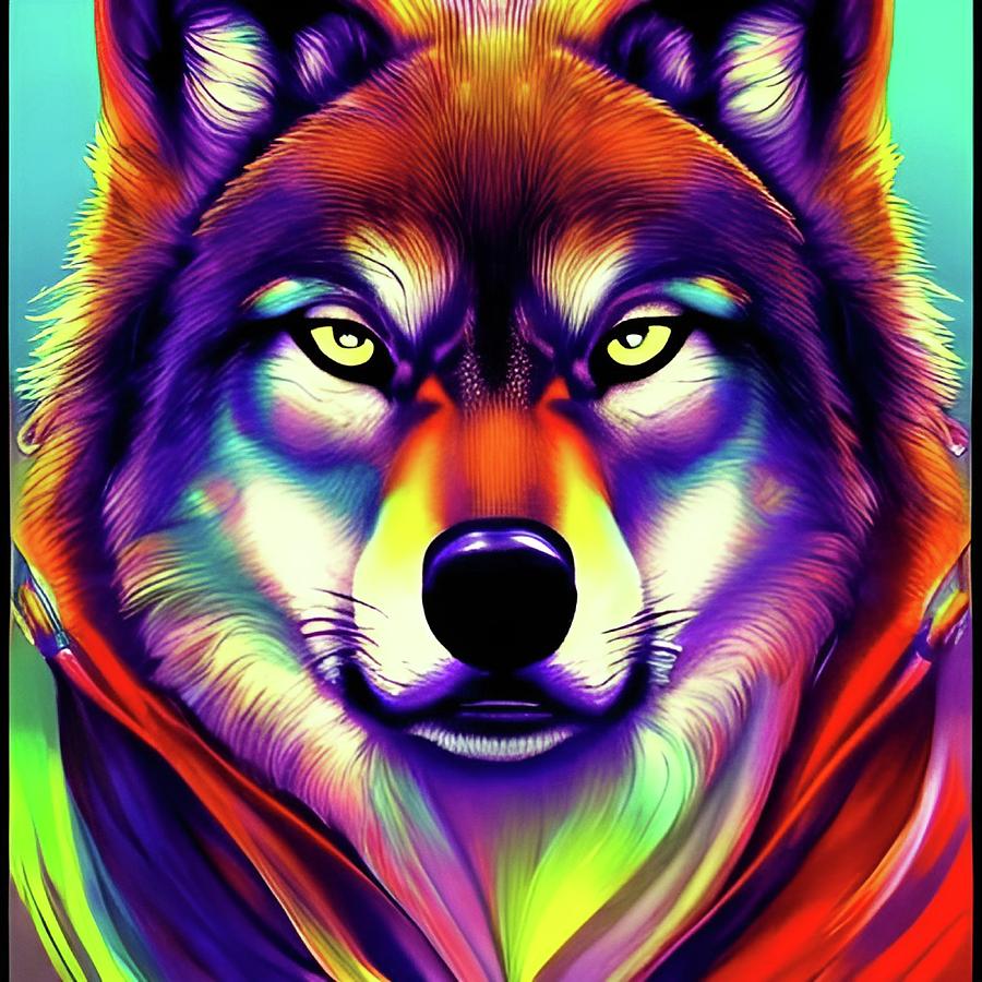 ColorWolf Beautiful Colored Wolf Art Digital Art by Artsyhands - Fine ...