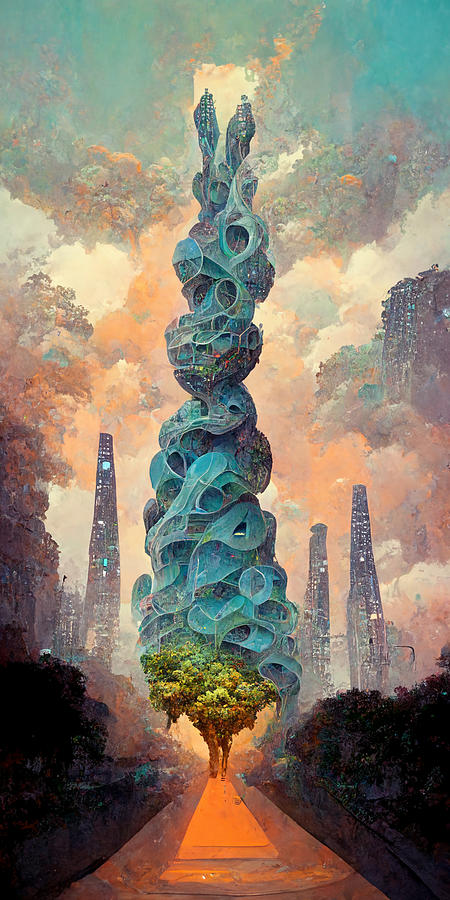 Colossal  Gnarled  Tree  Roots  Arcology  Megacity  Detai  B5d28e71  Feca  41dc  4f77  C16c47f8665e Painting by MotionAge Designs