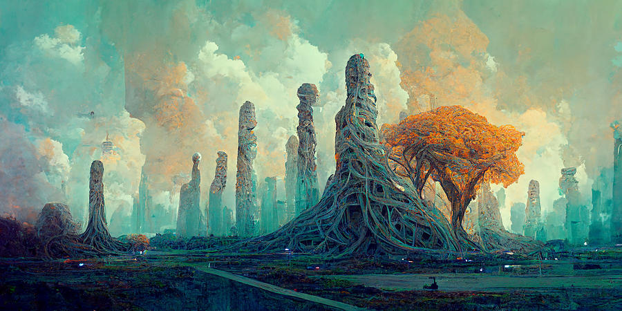 Colossal  Gnarled  Tree  Roots  Arcology  Megacity  Detai  C67f51d6  4145  4641  Bcd5  16ffebfd7824 Painting by MotionAge Designs