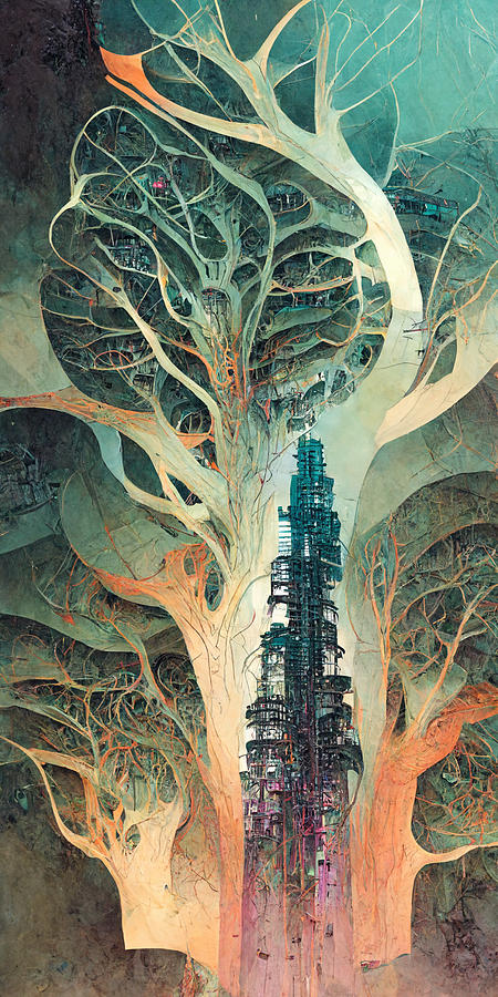 Nature Painting - Colossal  Gnarled  Tree  Roots  Arcology  Megacity  Detai  Fb46bc44  F186  4abc  4d5f  8fa645da2cb6 by MotionAge Designs