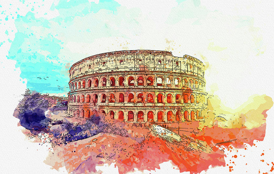 .colosseum Amphitheater Historical Structure Rome Ancient Painting by ...