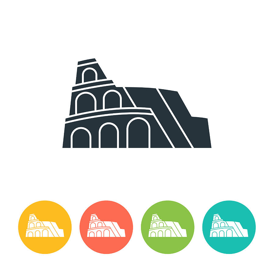 Colosseum flat icon - color illustration Drawing by Pop_jop