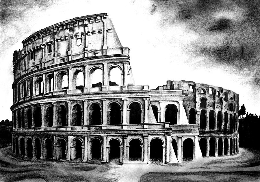 Roman Coliseum. Sight in Rome, Italy. Hand Drawn Sketch Fridge Magnet :  Amazon.co.uk: Home & Kitchen