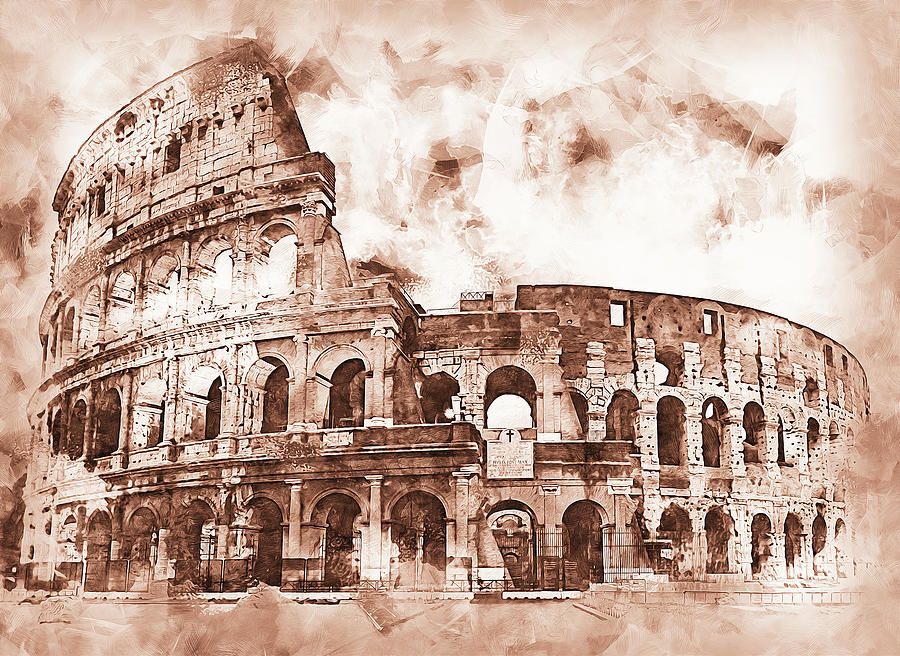 Colosseum, Rome - 34 Drawing by AM FineArtPrints