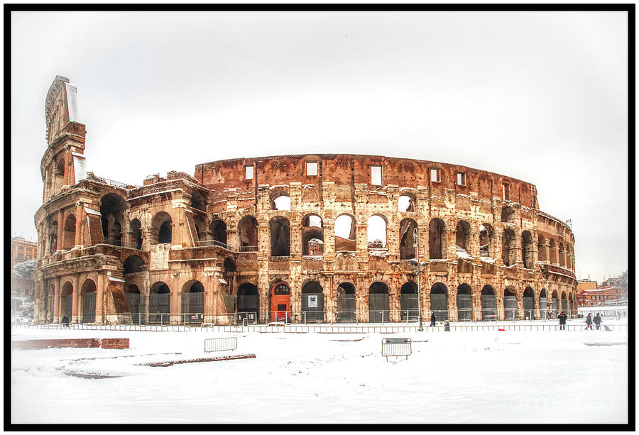 Colosseum - Snow over Roma Photograph by Stefano Senise