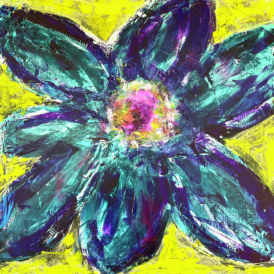 Colour Mix Garden 3 Blue Floral Art by Kathleen Tennant Mixed Media by