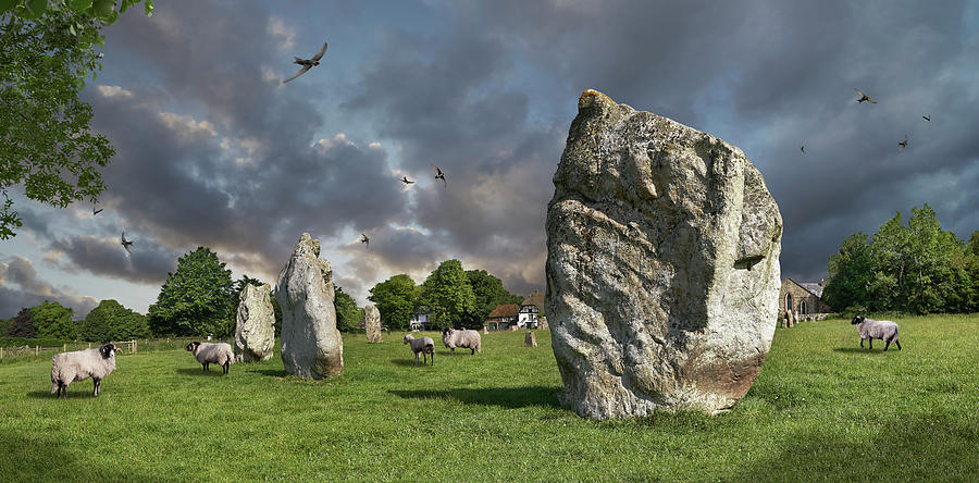 Ancient Stone - Colour photo of Avebury Neolithic stone Circle, Photograph by Paul E Williams