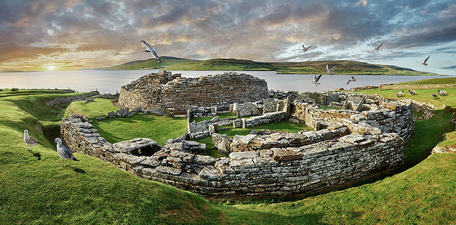 Colour photo of The Broch of Gurness, Orkney, Scotland. Photograph by Paul E Williams